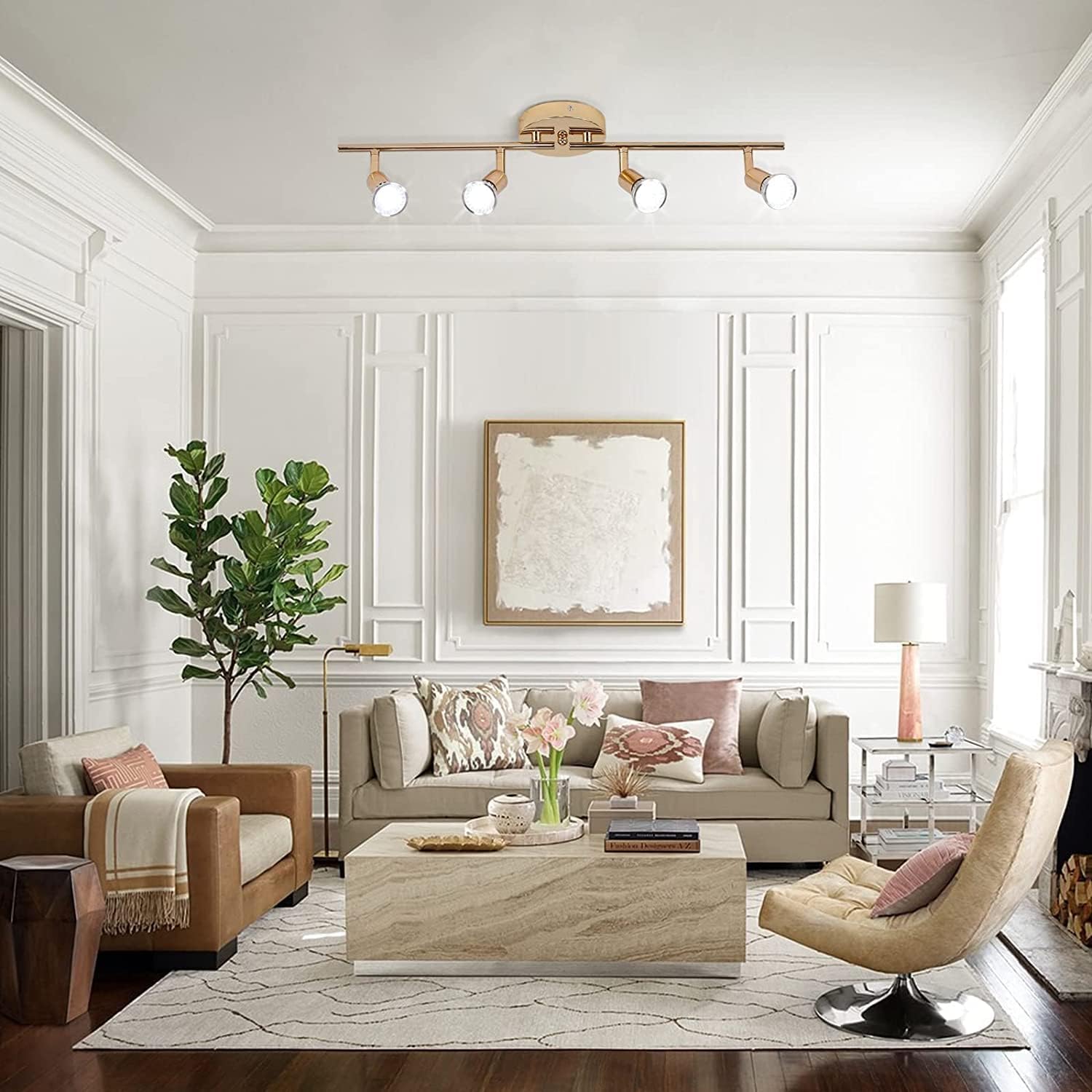 Modern Gold 4-Light LED Track Lighting Kit