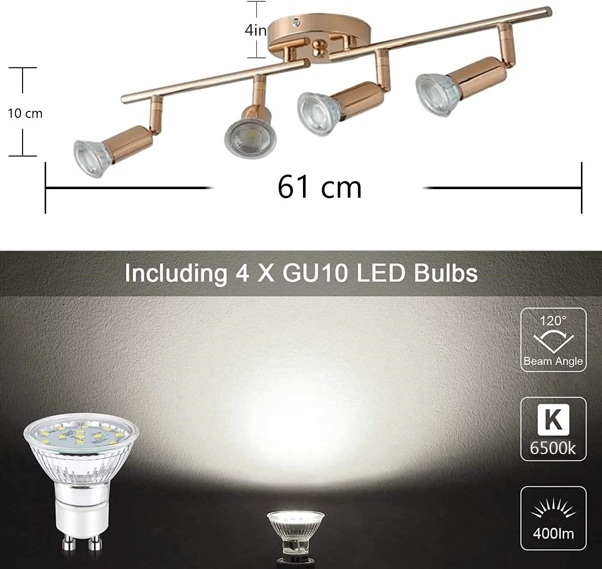 Modern Gold 4-Light LED Track Lighting Kit