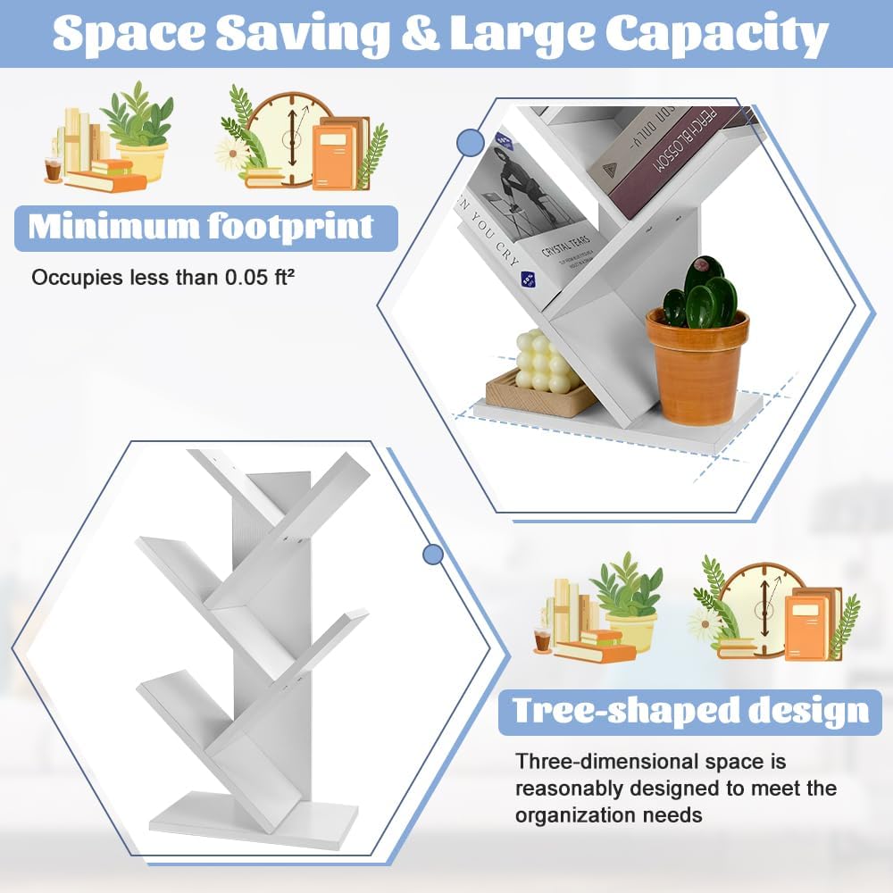 CARLA HOME 5-Tier Tree Bookshelf Storage Rack