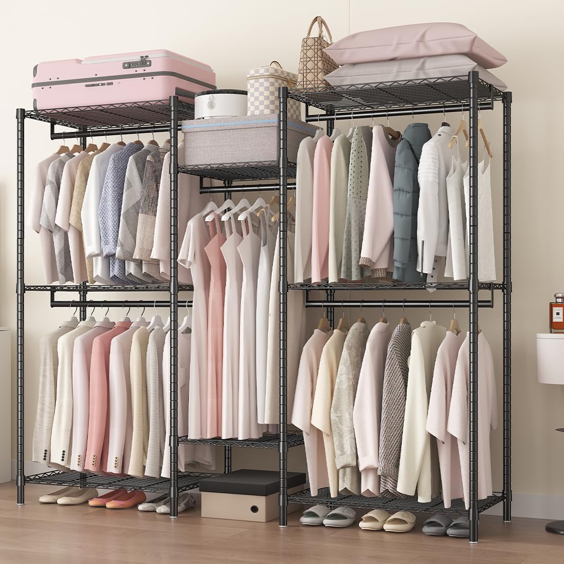 Heavy Duty Garment Rack Organizer with Shelves
