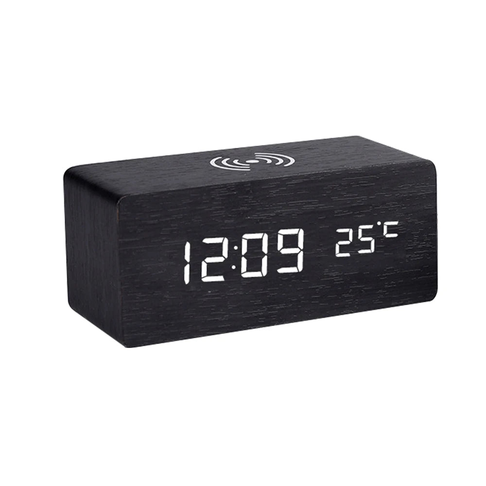 LED Qi Charger Desk Clock with - Various Colours