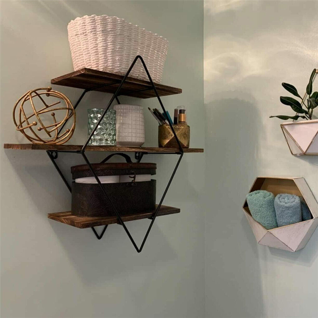 Rustic 3-Tier Floating Wall Shelves