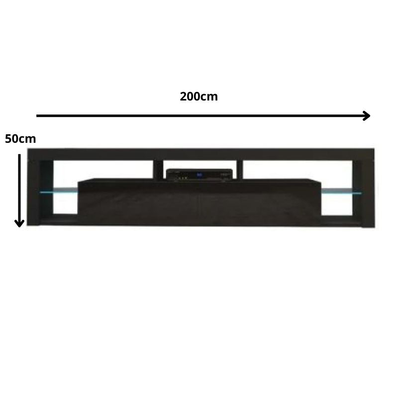 Sleek 200cm Black Modern TV Cabinet