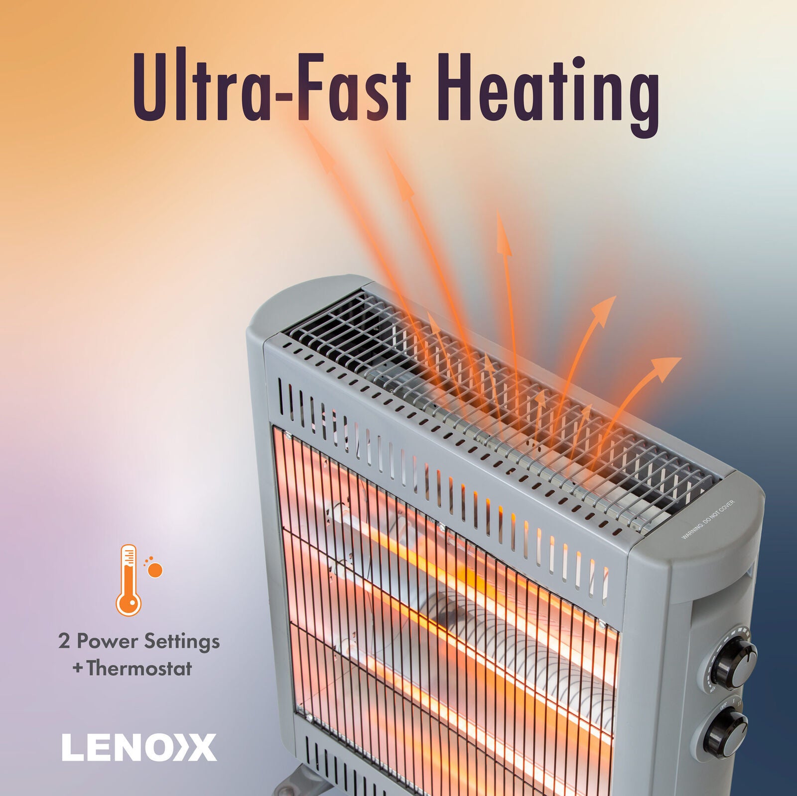 2200W Quartz Infrared Radiant Heater with Adjustable Thermostat and 2 Power Settings