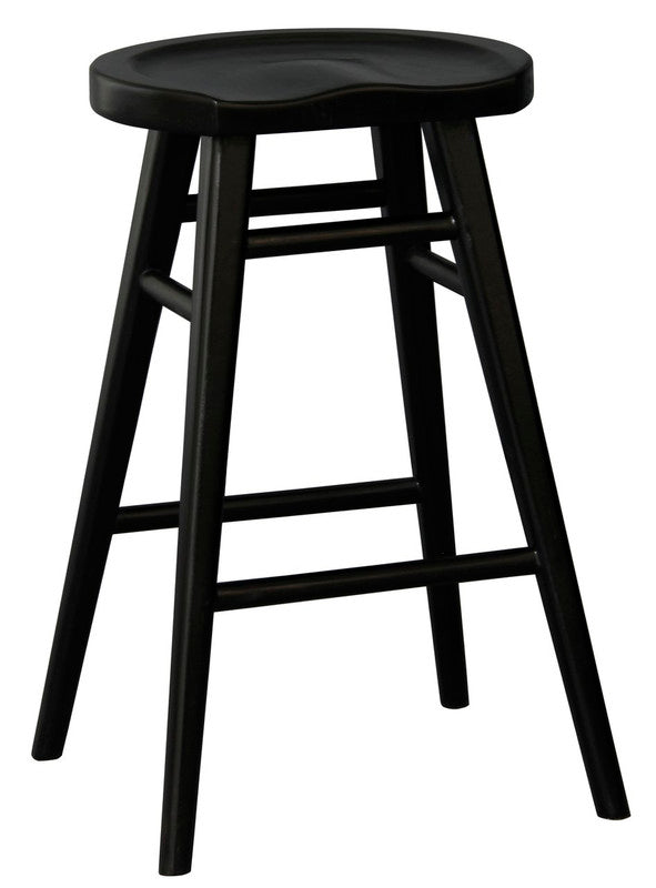Scandinavian Solid Mahogany Counter Stool - Black