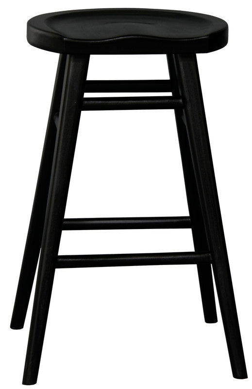 Scandinavian Solid Mahogany Counter Stool - Black
