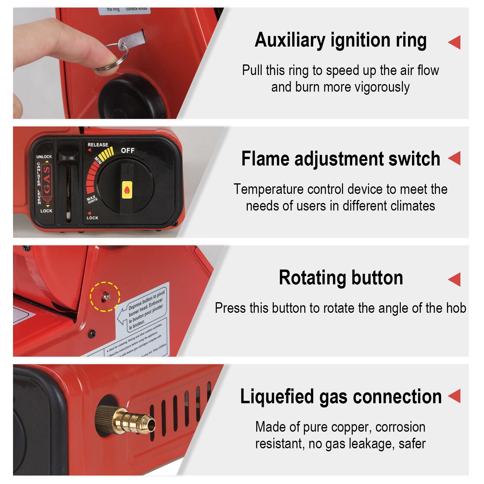 Portable Camping Gas Heater Outdoor Heating Stove Gas Baking Hunting Warmer AU RED