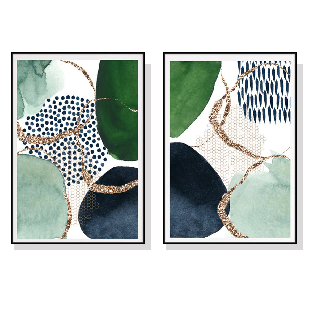 Wall Art Abstract Canvas 2 Sets Framed Decorative Artwork for Living Room or Office
