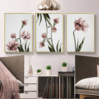 Wall Art Tulip Flower 3 Sets Gold Frame Canvas Decorative Home Decoration Print
