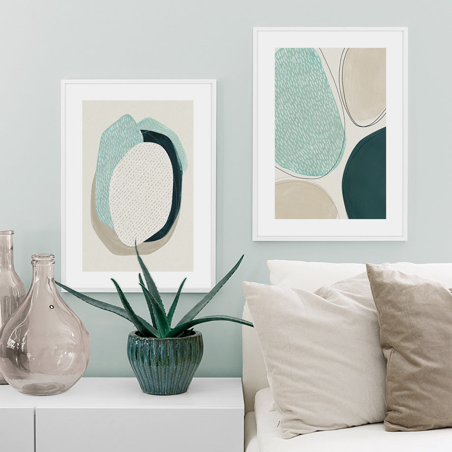 Wall Art Abstract Circle Canvas Framed Set for Home Decoration and Living Spaces