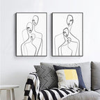 Wall Art Abstract Figures 2 Sets Canvas Prints Modern Minimalist Home Decor