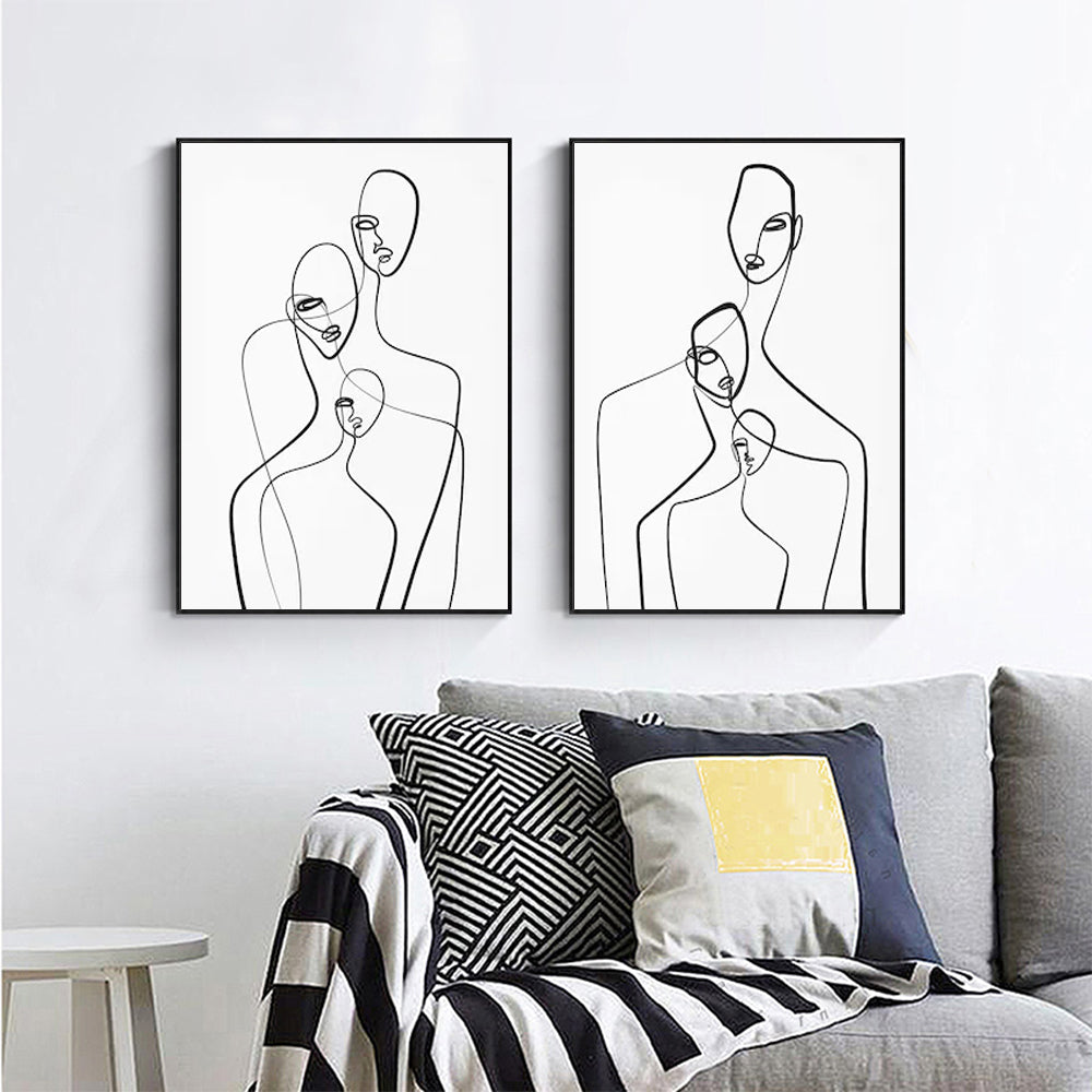 Wall Art Abstract Figures 2 Sets Canvas Prints Modern Minimalist Home Decor