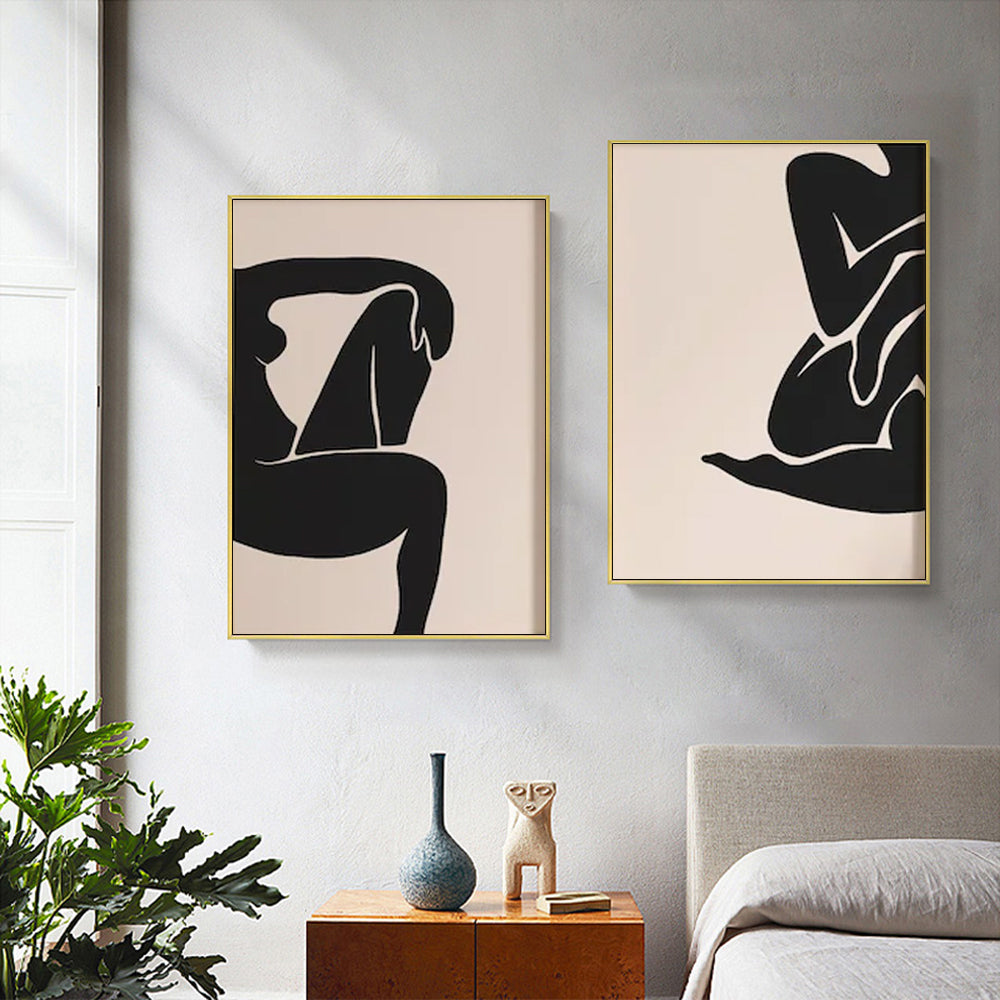 Wall Art Female Figure 2 Sets Gold Frame Canvas Decorative Modern Framed Prints