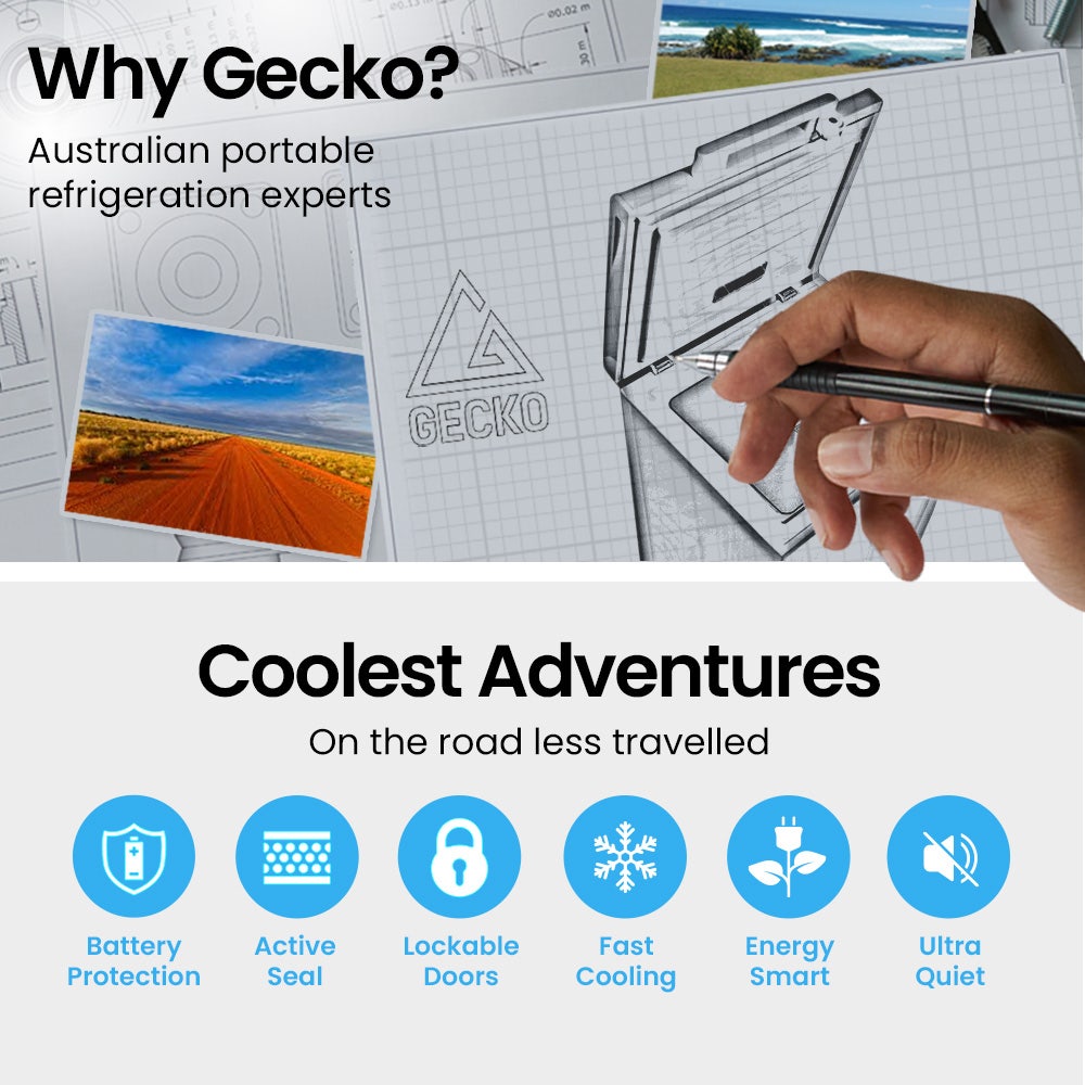 GECKO 100L Portable Chest Freezer, 12V/24V/240V for Motorhome and Caravan, White