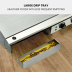 THERMOMATE Commercial Electric Griddle TH-G04, 2400W 55x35cm Half Ribbed Surface