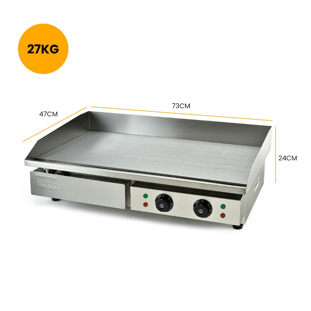 THERMOMATE Commercial Electric Griddle TH-G05, 4400W 73x37cm Flat Cooking Surface