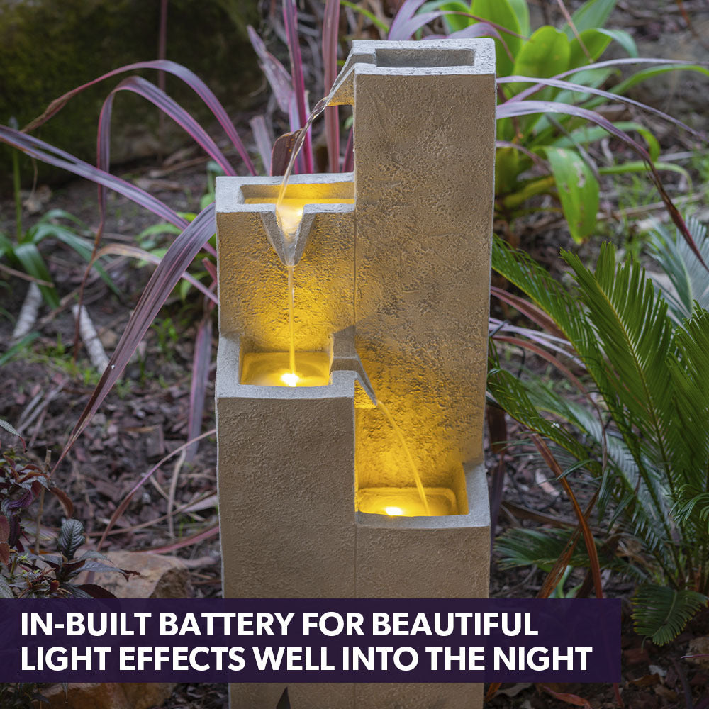 Contemporary Solar Water Fountain with LED Lights