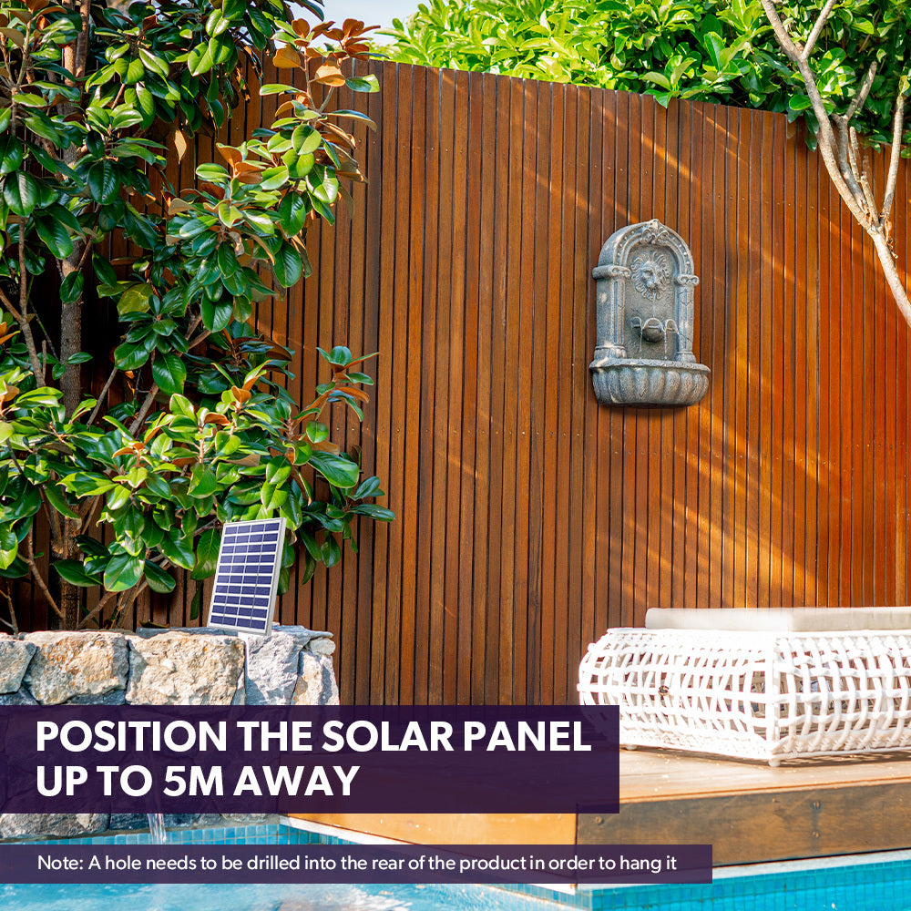 Solar Powered Lion Head Water Feature Fountain