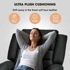 Fortia Luxury Recliner Lounge Chair – Black Faux Leather Armchair for Home Theatre and Relaxation