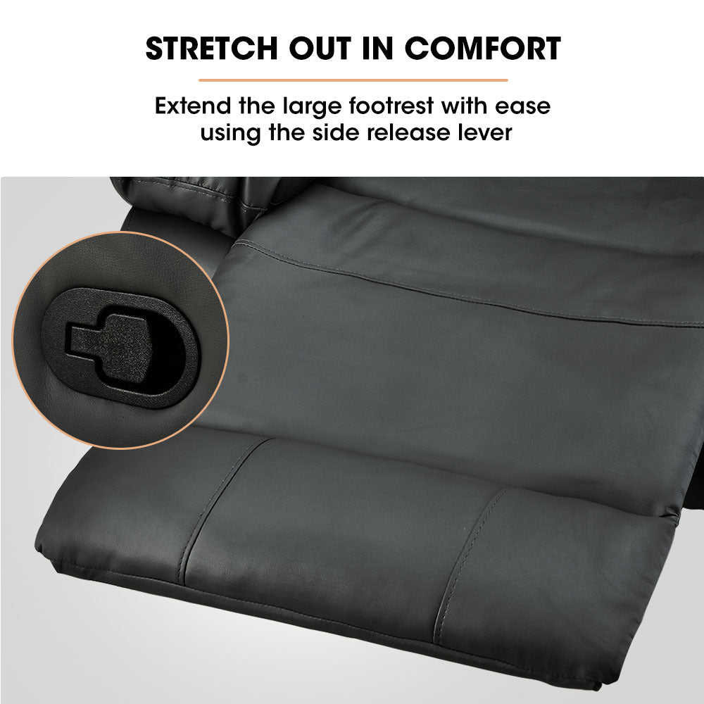 Fortia Luxury Recliner Lounge Chair – Black Faux Leather Armchair for Home Theatre and Relaxation