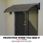 SHADE SHIELD 1x1m Aluminium Exterior Awning, Black DIY External UV Rain Protection Grey Tinted Polycarbonate Canopy Cover