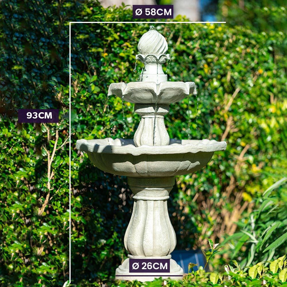 3 Tier Solar Powered Fountain Bird Bath