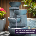 Elegant 4-Bowl Solar Fountain with LED Lights