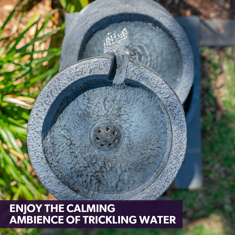 Elegant 4-Bowl Solar Fountain with LED Lights