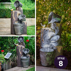 Elegant 4-Bowl Solar Fountain with LED Lights