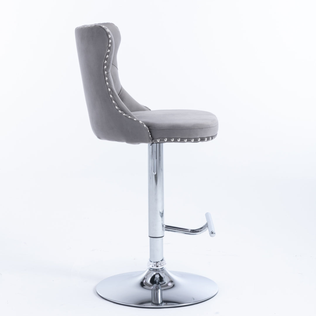 Elegant Height Adjustable Velvet Swivel Bar Stools