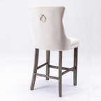 Elegant Velvet Bar Stools with Studs Trim