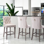 Elegant Velvet Bar Stools with Studs Trim