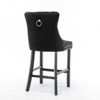 Elegant Velvet Bar Stools with Studs Trim