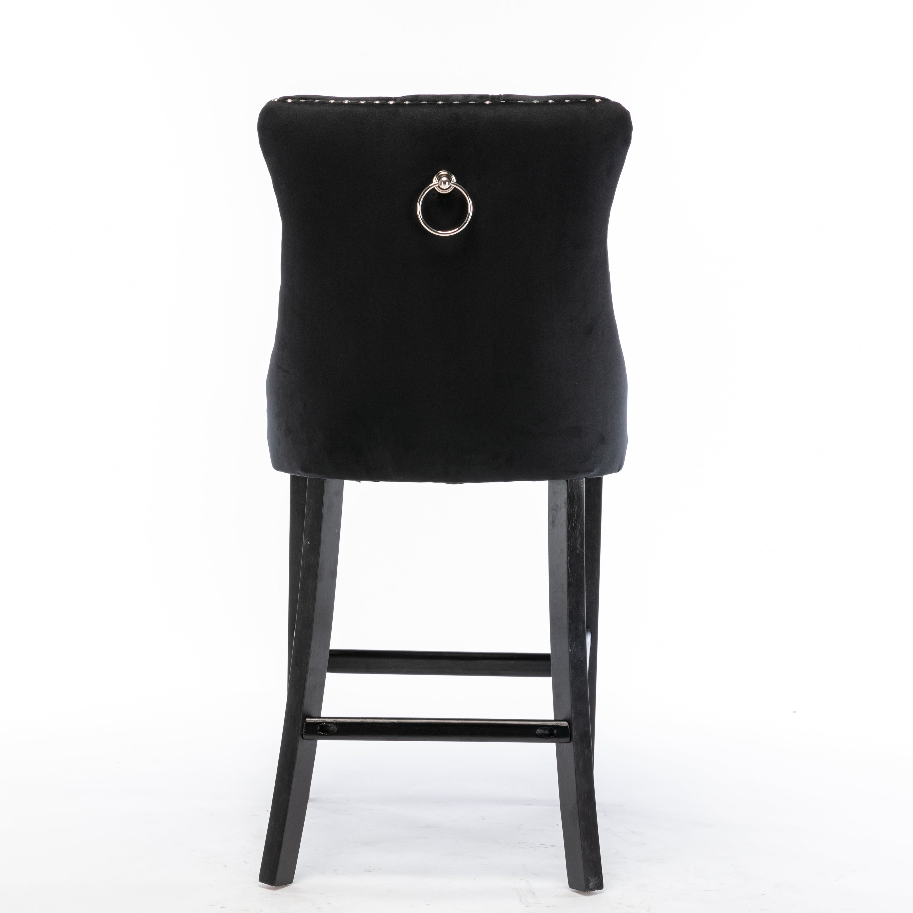 Elegant Velvet Bar Stools with Studs Trim