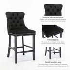 Elegant Velvet Bar Stools with Studs Trim