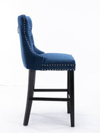 Elegant Velvet Bar Stools with Studs Trim