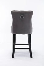 Elegant Velvet Bar Stools with Studs Trim