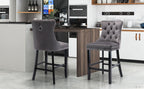 Elegant Velvet Bar Stools with Studs Trim