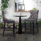 Elegant Velvet Bar Stools with Studs Trim