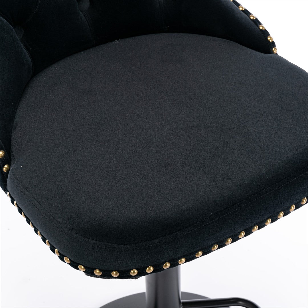 Height Adjustable Velvet Nailhead Bar Stools