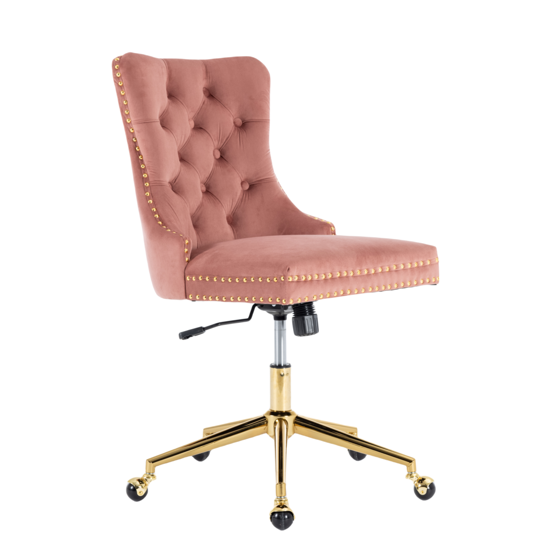 Pink Velvet Office Chair - Elegant Comfort