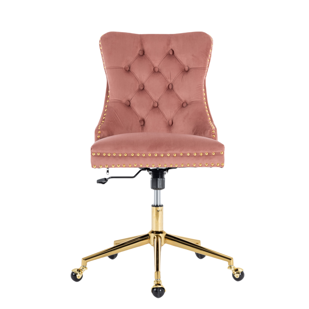 Pink Velvet Office Chair - Elegant Comfort