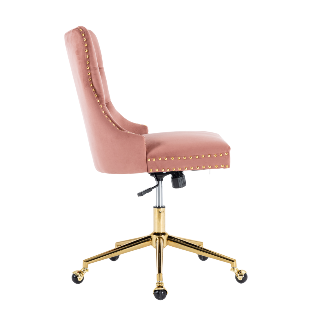 Pink Velvet Office Chair - Elegant Comfort