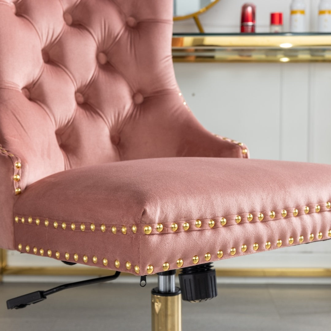 Pink Velvet Office Chair - Elegant Comfort
