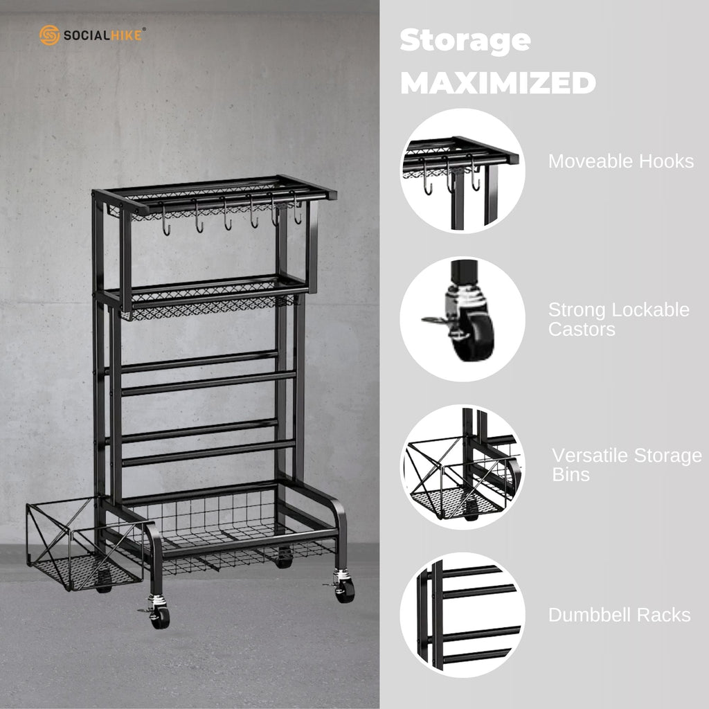 Social Hike Mobile Gym Equipment Storage Rack