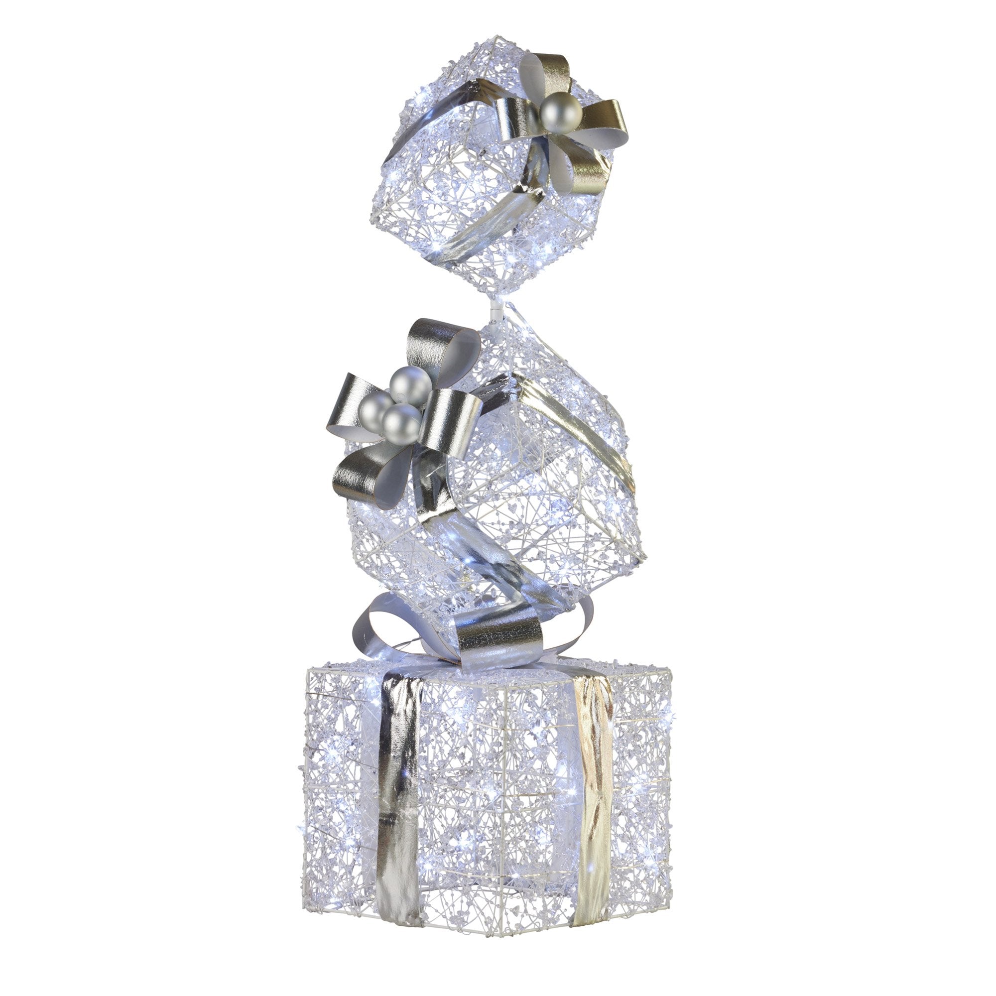 Elegant Silver Triple Gift Box Display