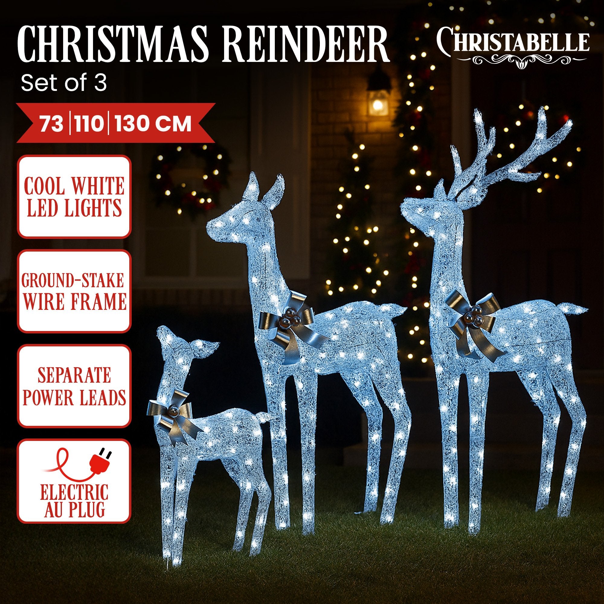 Elegant Christmas Reindeer Display Set of Three