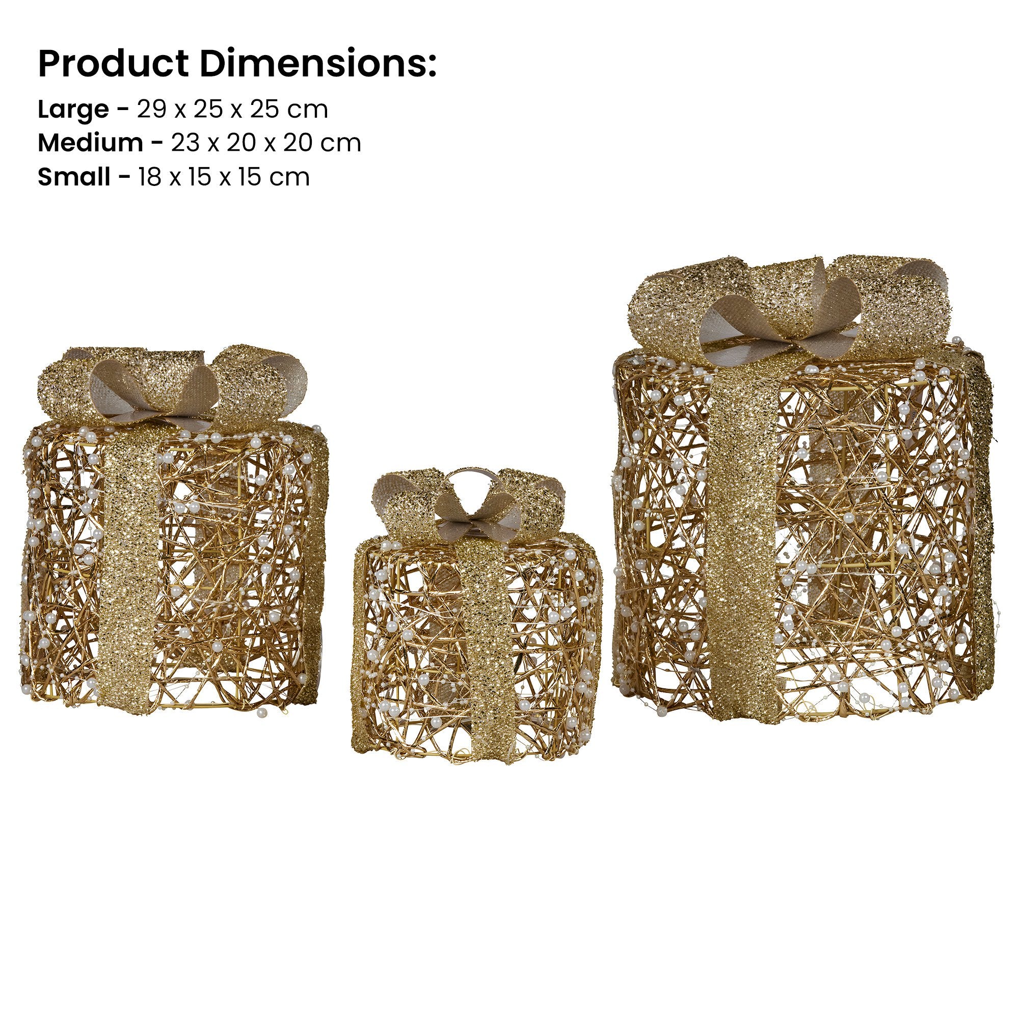 Elegant Gold LED Christmas Gift Box Set