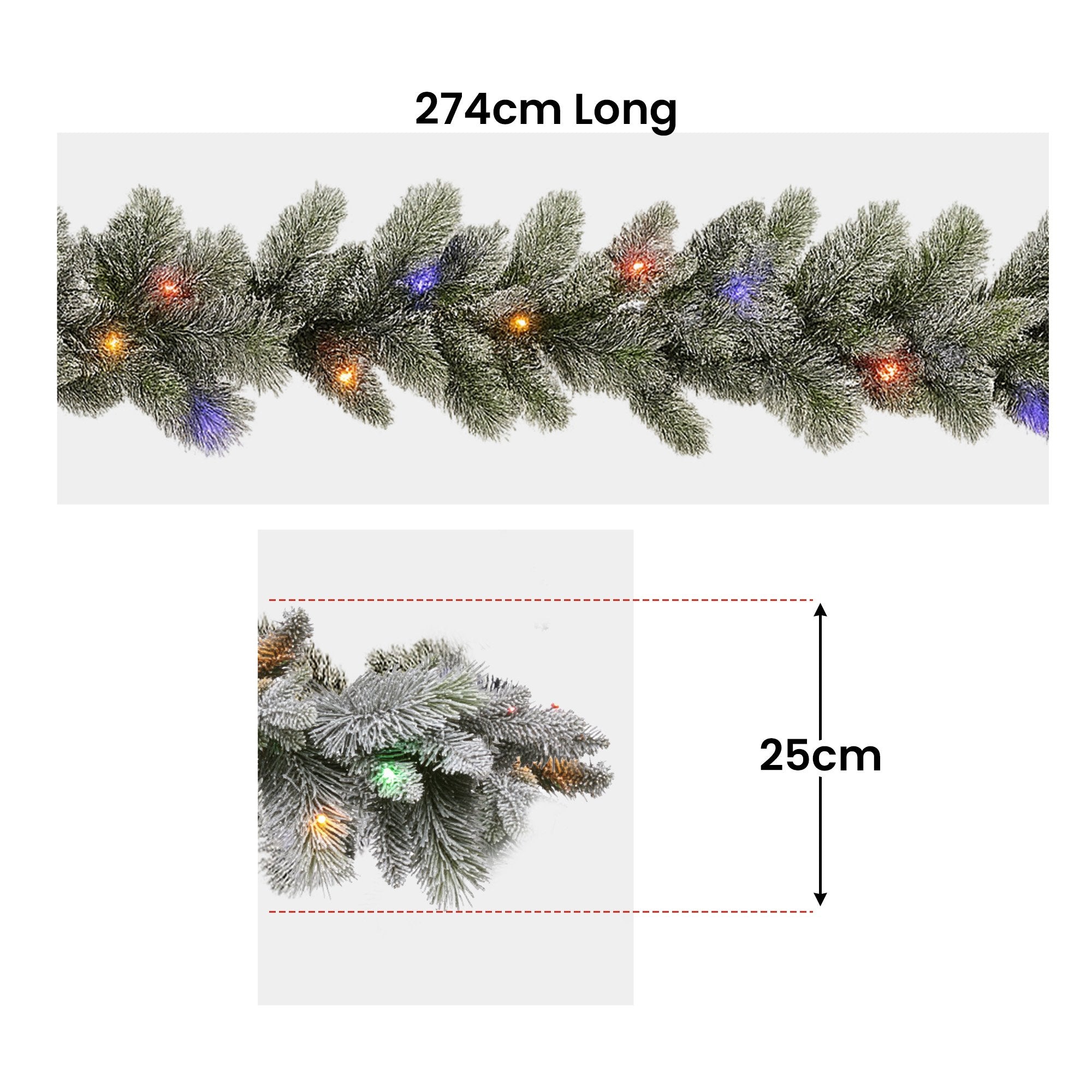 Snowy LED Christmas Garland with Timer