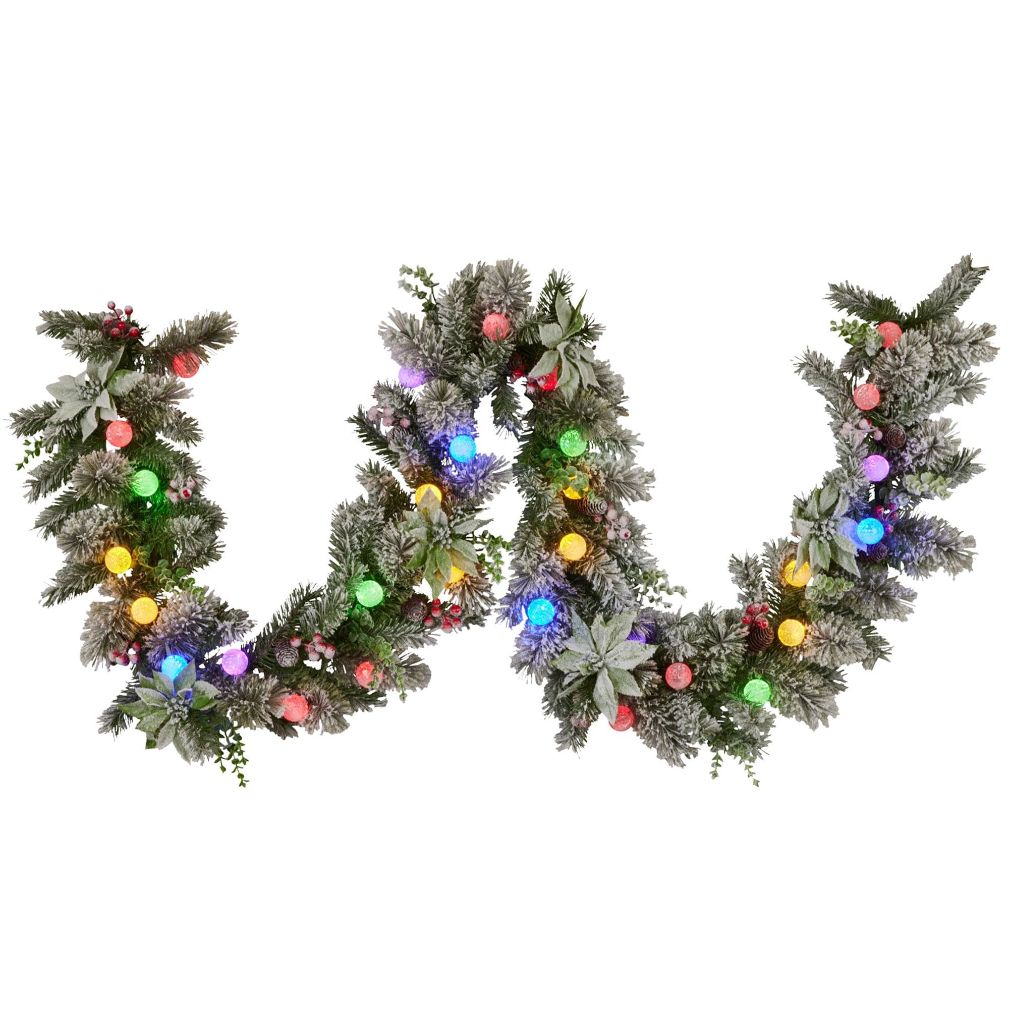 Snowy Crown Pine Pre-Lit Christmas Garland